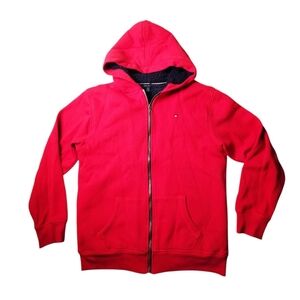 Tommy Hilfiger zip up red Hoodie Sherpa Fleece Lined